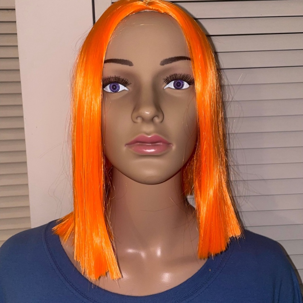 Bob Wig style Synthetic Straight Hair Middle Part Wig Shoulder Length Orange